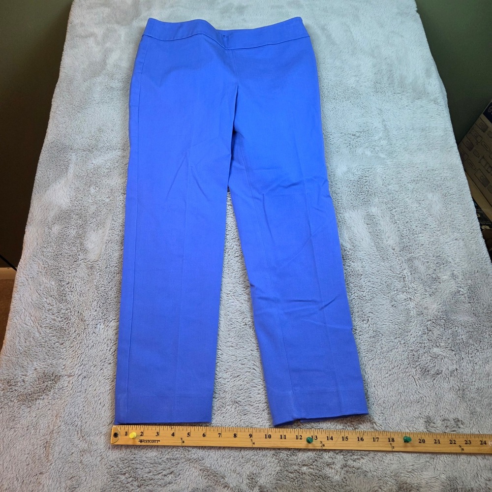 Talbots Chatham Ankle Pant Womens Sz 8 Stretch Cotton Rayon Slim Leg Bright Blue